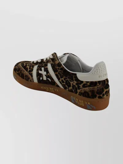 Premiata Animal Print Low-top Lace-up Shoes In Brown
