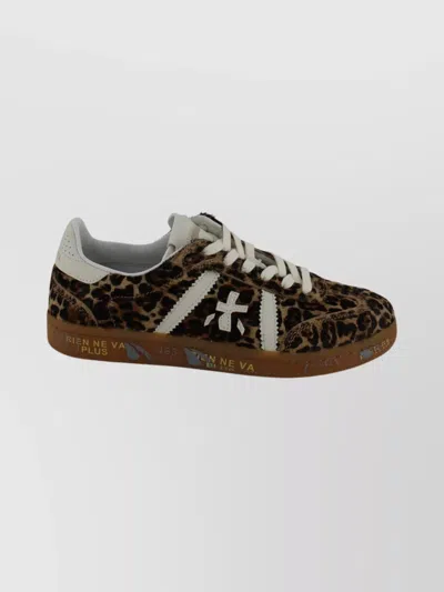 Premiata Animal Print Low-top Lace-up Shoes In Brown