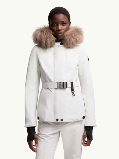 Moncler Laplance Fur-trimmed Belted Down Ski Jacket In White