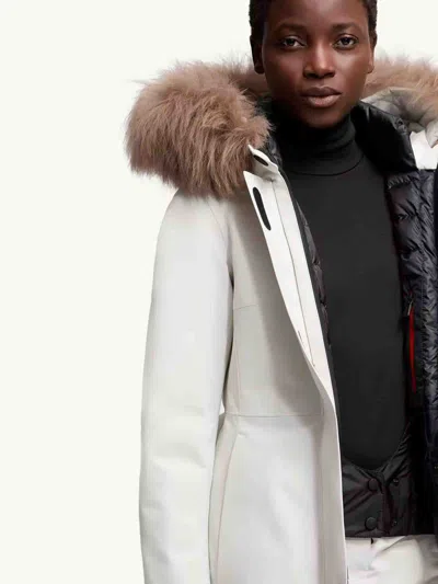 Moncler Laplance Fur-trimmed Belted Down Ski Jacket In White
