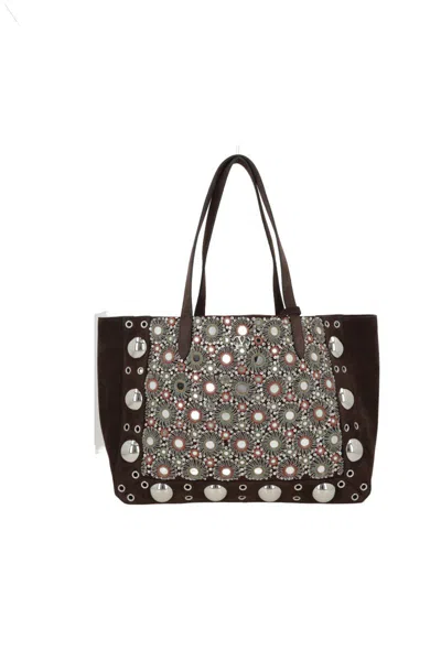 Valentino Nellcote Mirror-embellished Suede Mini Tote Bag In Black