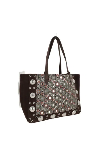 Valentino Nellcote Mirror-embellished Suede Mini Tote Bag In Black