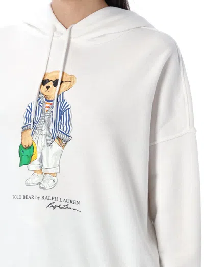 Polo Ralph Lauren Strpe Br Hd Long Sleeve Sweatshirt In White