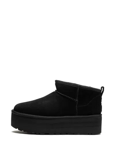 Ugg Ultramini Black Boots With Platform In Suede Woman In Black