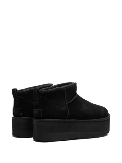Ugg Ultramini Black Boots With Platform In Suede Woman In Black