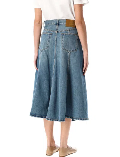 Haikure Serenity Denim Midi Skirt In Blue