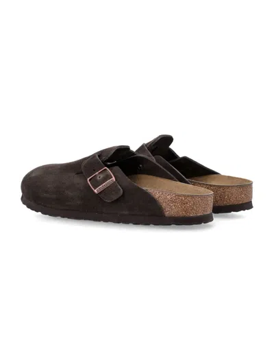 Birkenstock Boston Sfb Cork-footbed Suede Clogs In Black