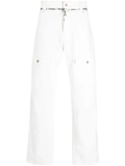 Balmain Straight Fit Cargo Jeans With Zip Detail 22cm In White