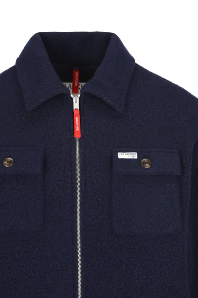 Fay Jacket Wool Blend Buttoned Cuffs In Blue