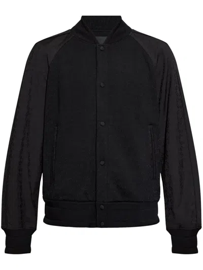 Givenchy Mens Black Monogram-jacquard Classic-fit Wool-blend Varsity Jacket In Black