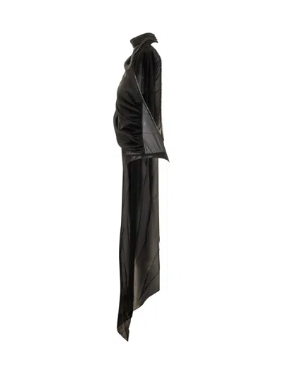 The Andamane Asymmetrical Bodysuit With Andaman Drape In Black