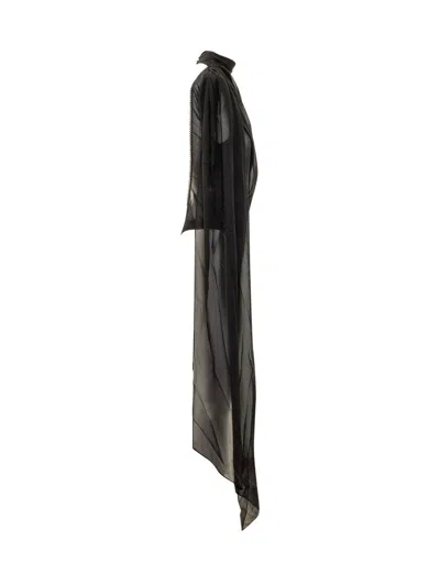 The Andamane Asymmetrical Bodysuit With Andaman Drape In Black