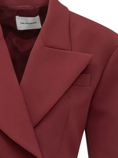 The Andamane Burgundy Double-breasted Blazer  In Red
