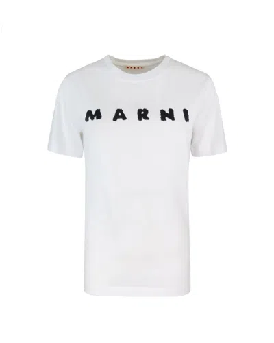 Marni Jersey Logo Short Sleeved T-shirt In White