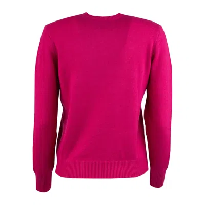 Mc2 Saint Barth Woman Crewneck Fuchsia Sweater With St. Barth Embroidery In Pink