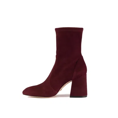 Stuart Weitzman Flareblock 85 Stretch Bootie In Burgundy