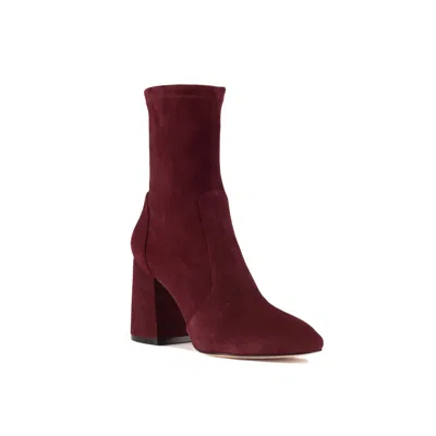 Stuart Weitzman Flareblock 85 Stretch Bootie In Burgundy