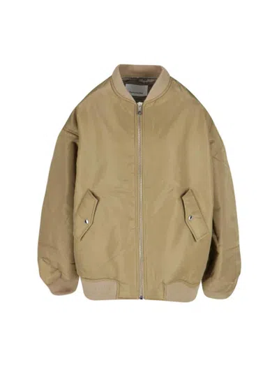 The Frankie Shop Padded Bomber Jacket With Zip Closure And Ribbed Finishes In Green