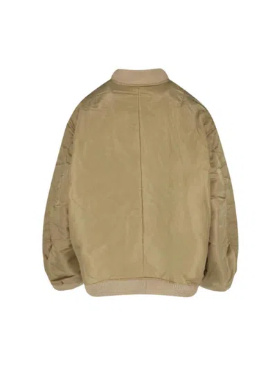The Frankie Shop Padded Bomber Jacket With Zip Closure And Ribbed Finishes In Green