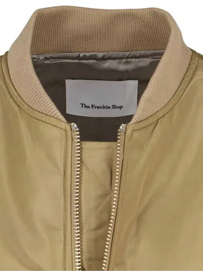 The Frankie Shop Padded Bomber Jacket With Zip Closure And Ribbed Finishes In Green