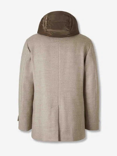 Moorer Hooded Button Jacket In Brown