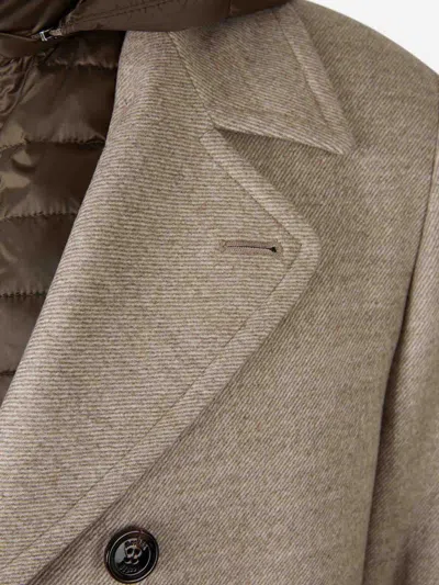 Moorer Hooded Button Jacket In Brown