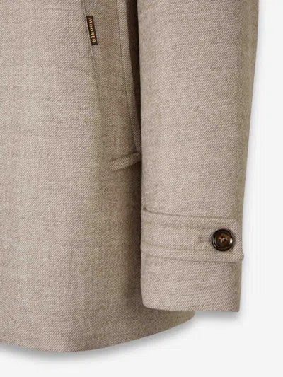 Moorer Hooded Button Jacket In Brown