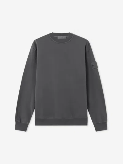 Stone Island Comfort-fit Crewneck Sweatshirt With Ribbed Trims In Black