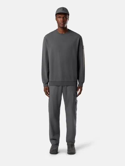 Stone Island Comfort-fit Crewneck Sweatshirt With Ribbed Trims In Black