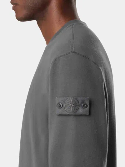 Stone Island Comfort-fit Crewneck Sweatshirt With Ribbed Trims In Black