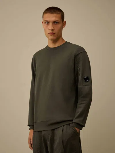 C.p. Company Lens-detail Crew-neck Sweatshirt In Black