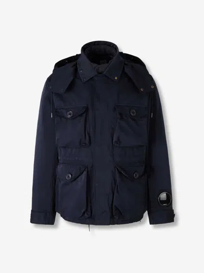 C.p. Company Patch-pocket Hooded Jacket In Blue