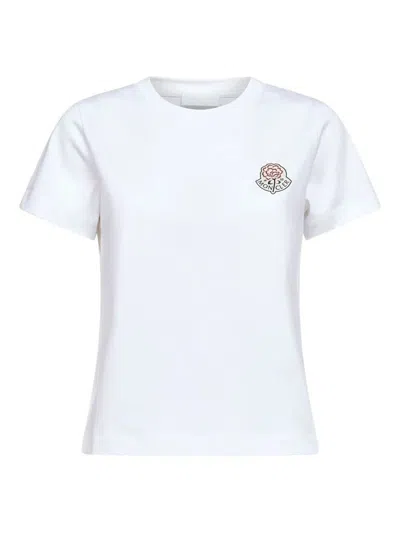 Moncler Crew Neck Short Sleeve T-shirt With Embroidery In White