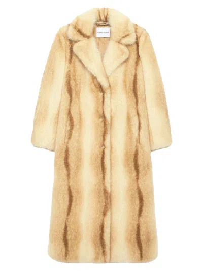 Stand Studio Nora Long Faux Fur Coat Clothing In Neutral