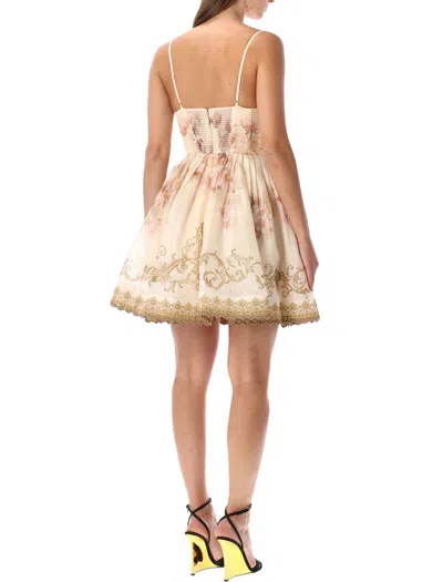 Zimmermann Hypntotic V Neck Mini Dress In Brown