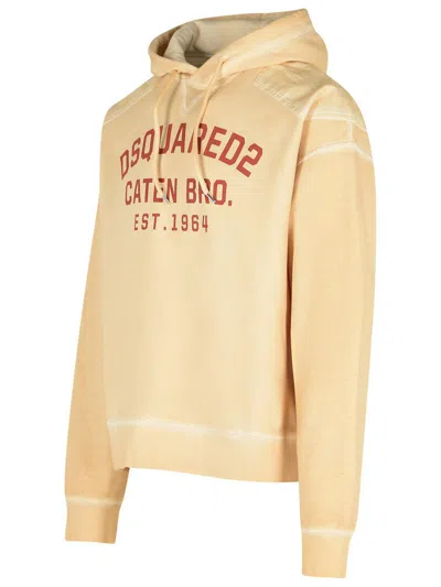 Dsquared2 Hooded Cotton Sweatshirt Long Sleeves In Neutral