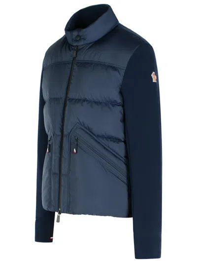 Moncler Grenoble Quilted Zip Up Cardigan In Navy Blu In Blue