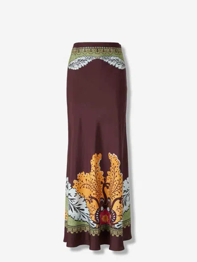 La Doublej Floral Maxi Skirt In Brown