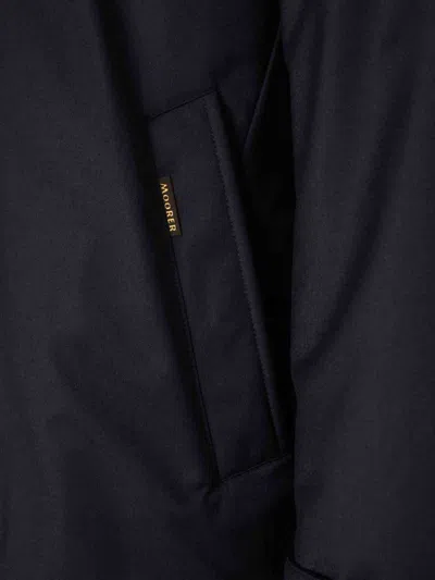 Moorer High-collar Long Cashmere Coat In Blue