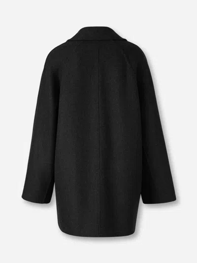 The Row Long Crossed Coat In Black