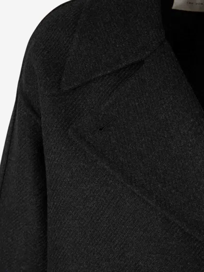 The Row Long Crossed Coat In Black
