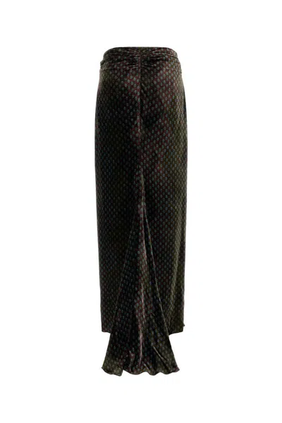 Dries Van Noten Printed Velvet Salix Skirt In Brown