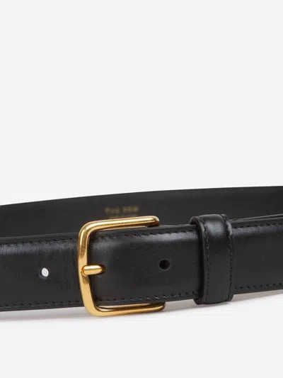 The Row Leather Belt In Black