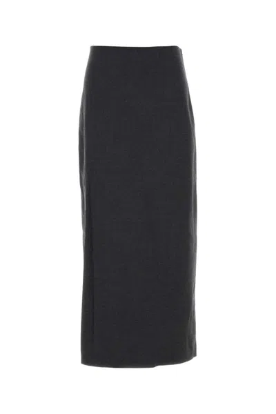 Loulou De Saison Back-vent Long Pencil Skirt In Gray