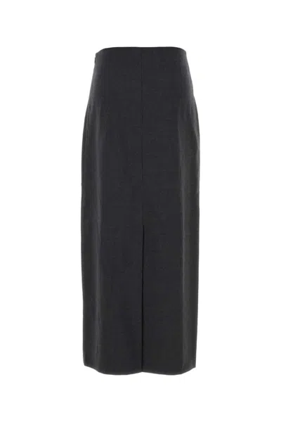 Loulou De Saison Back-vent Long Pencil Skirt In Gray