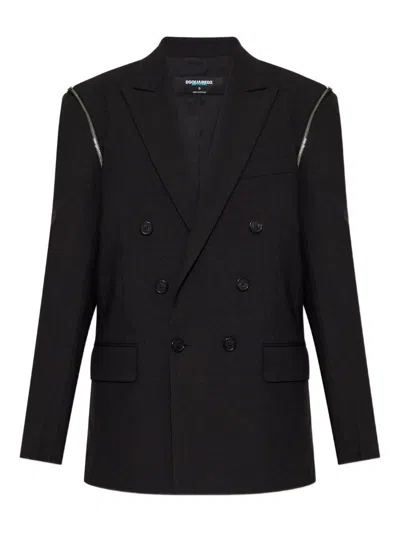 Dsquared2 X Bettter Double-breasted Zip Blazer In Black