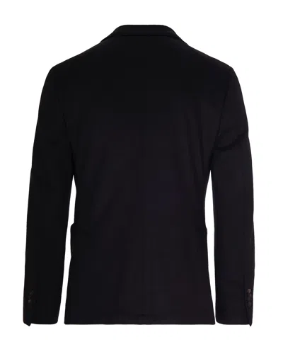 Suithomme Double-breasted Black Wool-blend Jacket With Notch Lapel In Black