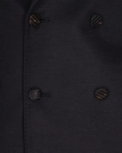 Suithomme Double-breasted Black Wool-blend Jacket With Notch Lapel In Black