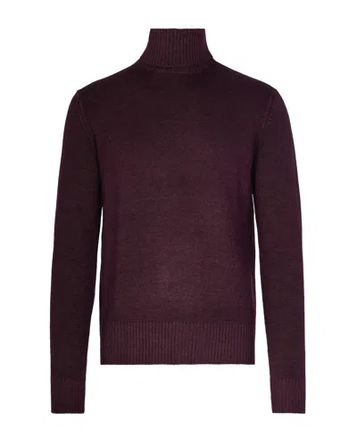 L.b.m 1911 Virgin Wool Turtleneck Sweater With Ribbed Finishes In Brown