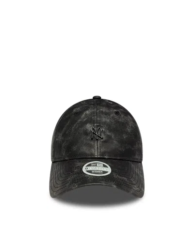 New Era Cappellino 9twenty New York Yankees Mlb Worn Eco-pelle Nero In Black